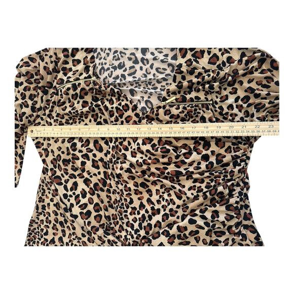 Lane Bryant Top Womens Plus 22/24 Animal Print Cowl Draped Neck Rouched Blouse - Picture 7 of 11